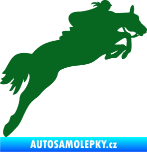 Samolepka Kůň 084 pravá s jezdkyní tmavě zelená