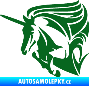 Samolepka Kůň jednorožec 001 levá tmavě zelená