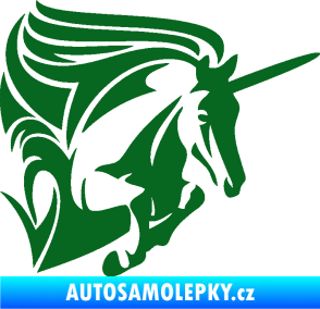 Samolepka Kůň jednorožec 001 pravá tmavě zelená