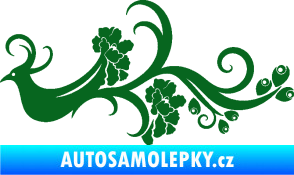 Samolepka Květina dekor 014 levá páv tmavě zelená