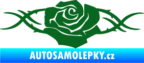 Samolepka Květina dekor 020 levá růže s trny tmavě zelená