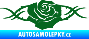 Samolepka Květina dekor 020 pravá růže s trny tmavě zelená
