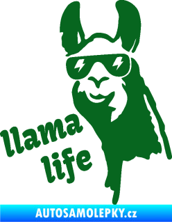 Samolepka Lama 004 llama life tmavě zelená