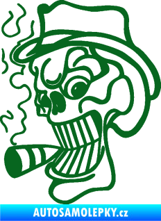 Samolepka Lebka 020 levá crazy s cigaretou tmavě zelená