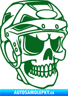 Samolepka Lebka 023 pravá hokejista tmavě zelená