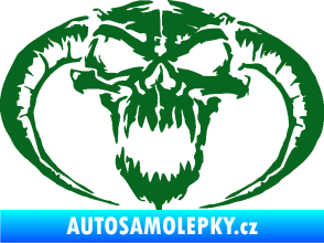 Samolepka Lebka 027 pravá se zahnutými rohy tmavě zelená