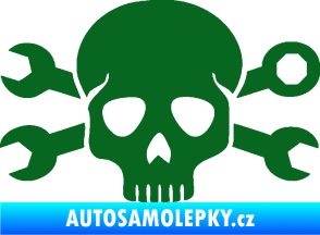 Samolepka Lebka 030 pravá mechanik tmavě zelená
