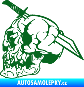 Samolepka Lebka 031 levá probodnutá nožem tmavě zelená