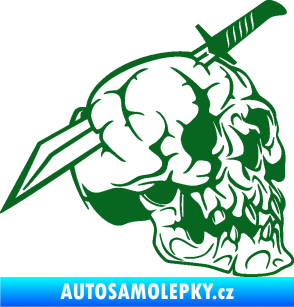 Samolepka Lebka 031 pravá probodnutá nožem tmavě zelená