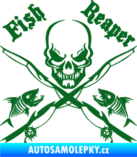 Samolepka Lebka 049 fish reaper tmavě zelená