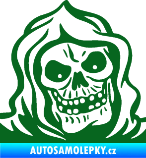 Samolepka Lebka 057 pravá v kápi tmavě zelená