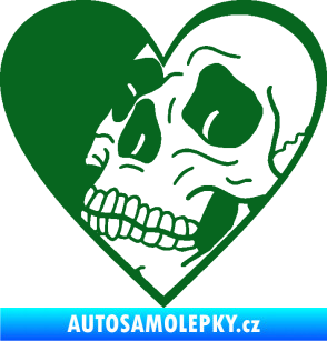Samolepka Lebka 062 levá v srdíčku tmavě zelená