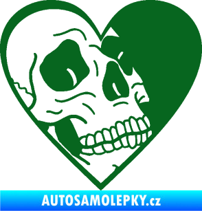 Samolepka Lebka 062 pravá v srdíčku tmavě zelená