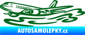 Samolepka Letadlo 026 levá v oblacích tmavě zelená