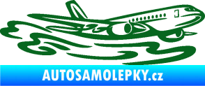 Samolepka Letadlo 026 pravá v oblacích tmavě zelená