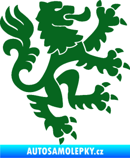 Samolepka Lev heraldika 001 pravá Český lev tmavě zelená