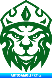Samolepka Lev hlava s korunou 001 tmavě zelená