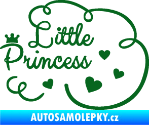 Samolepka Little princess nápis tmavě zelená