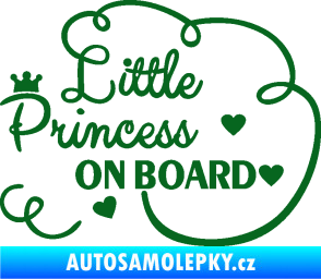 Samolepka Little princess on board nápis tmavě zelená