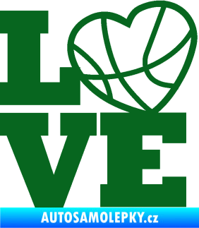 Samolepka Love basketbal tmavě zelená