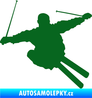 Samolepka Lyžař 001 pravá tmavě zelená