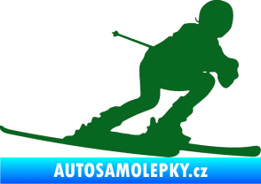 Samolepka Lyžař 002 pravá tmavě zelená