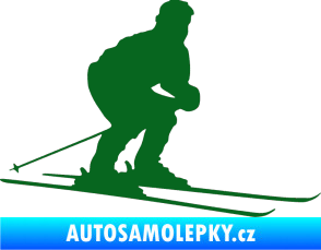 Samolepka Lyžař 009 pravá tmavě zelená