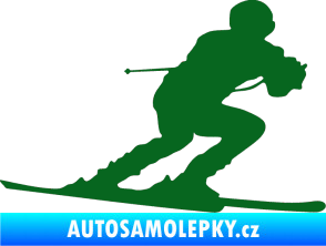 Samolepka Lyžař 017 pravá tmavě zelená