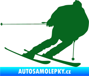 Samolepka Lyžař 019 pravá tmavě zelená