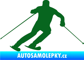 Samolepka Lyžař 021 pravá tmavě zelená