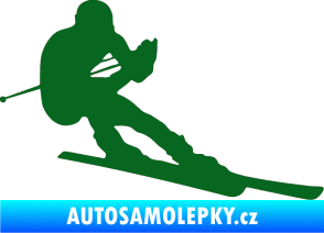 Samolepka Lyžař 022 pravá tmavě zelená
