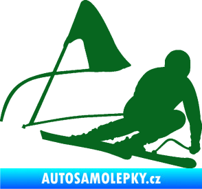 Samolepka Lyžař 025 pravá tmavě zelená