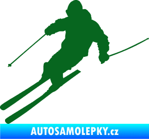 Samolepka Lyžař 027 levá tmavě zelená