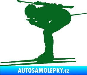 Samolepka Lyžař 028 levá - biatlon tmavě zelená