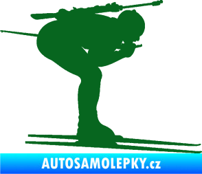 Samolepka Lyžař 028 pravá - biatlon tmavě zelená