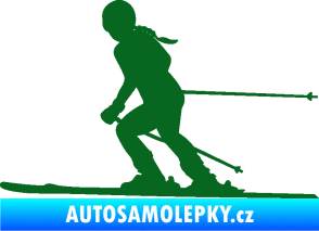 Samolepka Lyžařka 002 levá sjezd tmavě zelená
