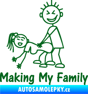 Samolepka Making my family levá tmavě zelená