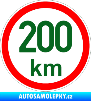 Samolepka Maximální rychlost 200km - nejvyšší konstrukční rychlost tmavě zelená