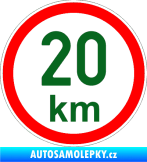 Samolepka Maximální rychlost 20km - nejvyšší konstrukční rychlost tmavě zelená