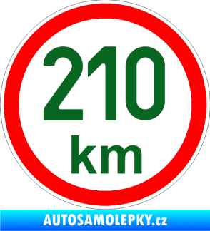 Samolepka Maximální rychlost 210km - nejvyšší konstrukční rychlost tmavě zelená