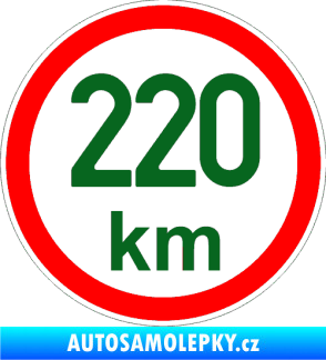Samolepka Maximální rychlost 220km - nejvyšší konstrukční rychlost tmavě zelená
