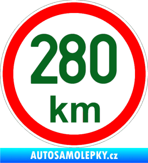 Samolepka Maximální rychlost 280km - nejvyšší konstrukční rychlost tmavě zelená