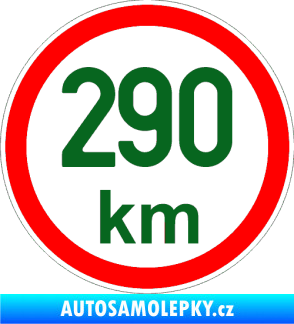 Samolepka Maximální rychlost 290km - nejvyšší konstrukční rychlost tmavě zelená