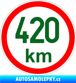 Samolepka Maximální rychlost 420km - nejvyšší konstrukční rychlost tmavě zelená