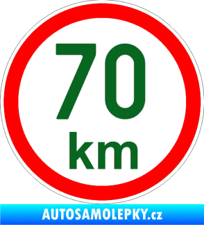 Samolepka Maximální rychlost 70km - nejvyšší konstrukční rychlost tmavě zelená