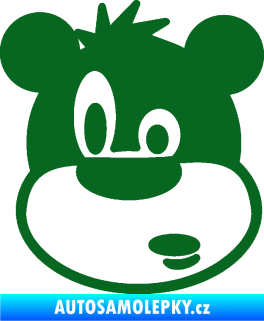 Samolepka Medvěd 003 levá kreslená hlava tmavě zelená