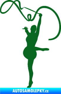 Samolepka Moderní gymnastika 003 levá gymnastka se stuhou tmavě zelená