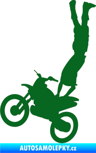 Samolepka Motorka 019 levá motokros freestyle akrobacie na motorce tmavě zelená