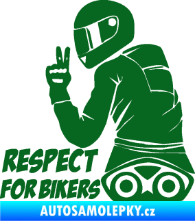 Samolepka Motorkář 003 levá respect for bikers nápis tmavě zelená