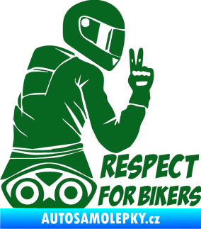 Samolepka Motorkář 003 pravá respect for bikers nápis tmavě zelená